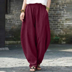 Women's High Waist Balloon Leg Casual Trousers with Relaxed Fit and Pocket Design