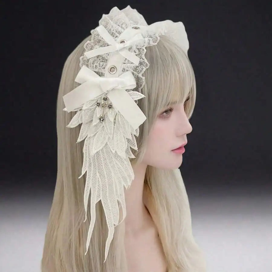 Dark Angel Wing Headdress Gothic Fantasy Statement Hair Accessory