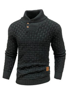 Men's Textured Mock Neck Relaxed Fit Contemporary Knit Sweater Pullover