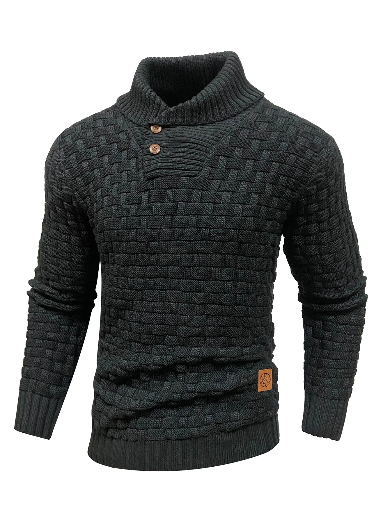 Men's Textured Mock Neck Relaxed Fit Contemporary Knit Sweater Pullover