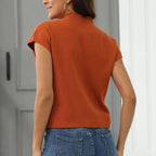 Women's Mock Neck Knit Sweater Vest with Relaxed Cap Sleeve Silhouette