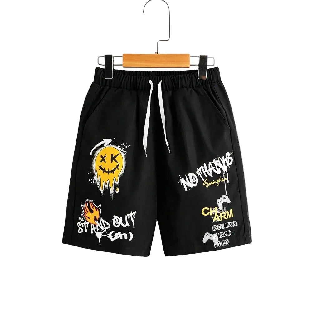 Men's Graphic Casual Shorts with Drawstring Waist Comfortable Everyday Streetwear Fit