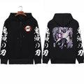 Anime-Inspired Dark Fantasy Zip Hoodie with Manga Streetwear Design