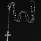 Beaded Cross Pendant Necklace Gothic Alternative Statement Jewelry Piece