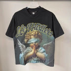 Distressed Graphic Oversized Cotton Streetwear T-Shirt with Vintage-Inspired Artwork