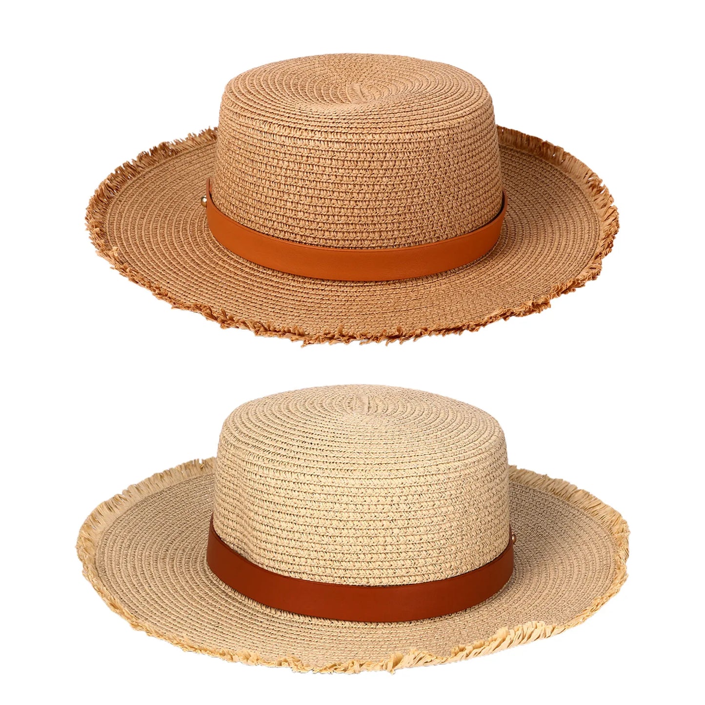 Wide Brim Raffia Straw Fedora Hat with Decorative Band for Beach and Summer Travel
