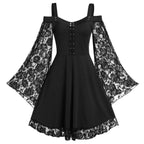 Gothic Lace Bell Sleeve Dress for Alternative Fashion Style