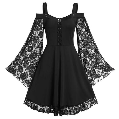 Gothic Lace Bell Sleeve Dress for Alternative Fashion Style