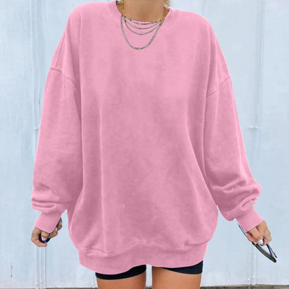Women's Oversized Drop Shoulder Pullover Sweatshirt for Relaxed Everyday Casual Streetwear Style