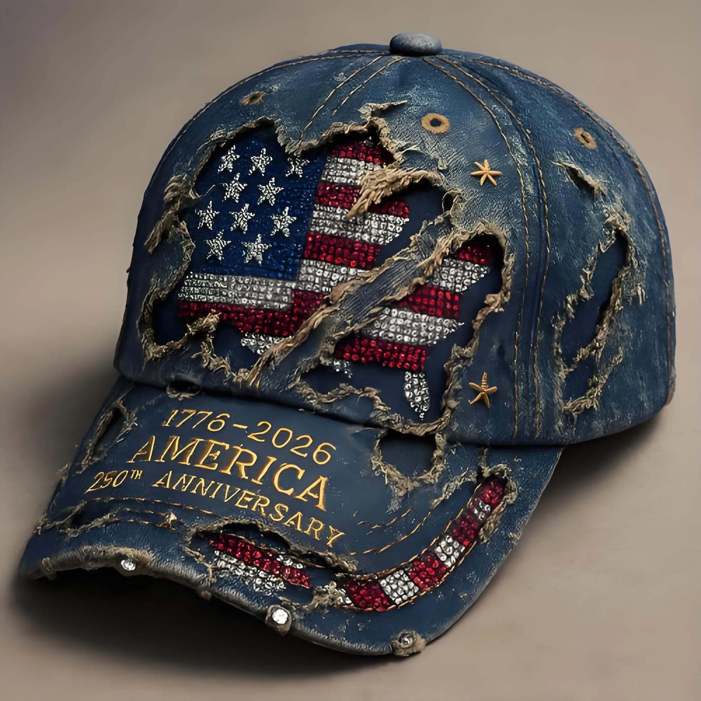 Vintage Distressed Embroidered Baseball Cap with Adjustable Fit for Casual Streetwear Style