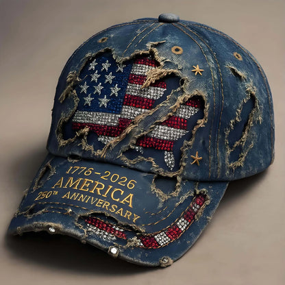 Vintage Distressed Embroidered Baseball Cap with Adjustable Fit for Casual Streetwear Style