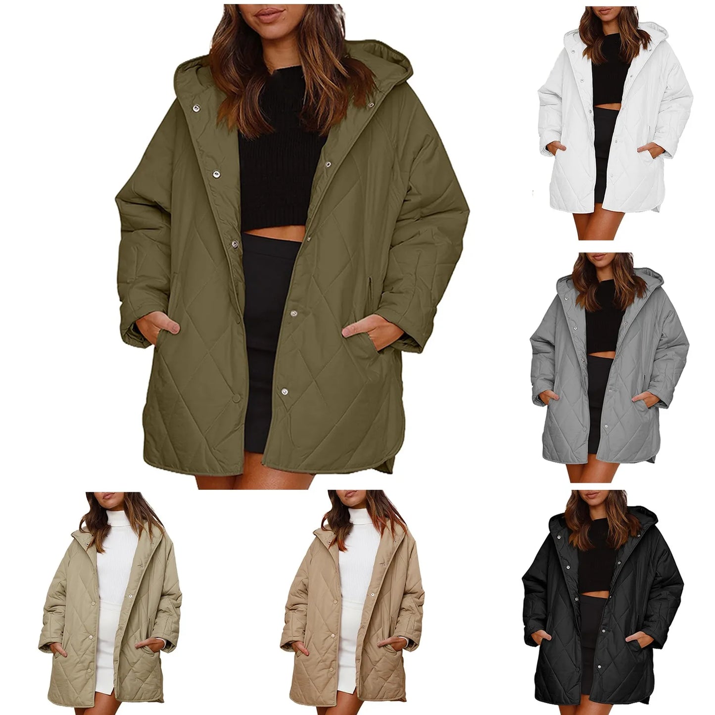 Women's Long Lightweight Padded Coat Relaxed Casual Winter Everyday Layering Jacket