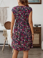 Floral Print Sleeveless A-Line Mini Dress with Relaxed Tiered Design