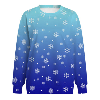 Women's Snowflake Pattern Crew Neck Sweatshirt for Cozy Seasonal Casual Everyday Style