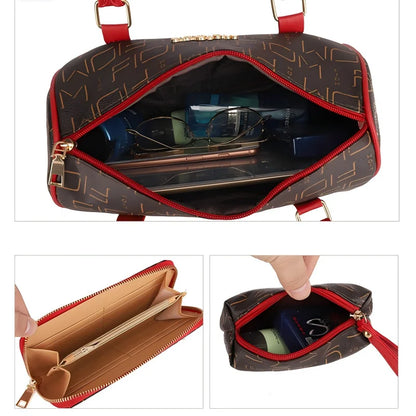Six Piece Handbag Set with Tote Crossbody Wallet and Matching Accessories
