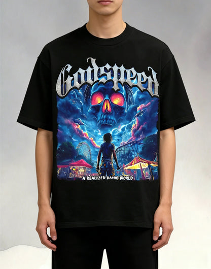 Nightmare Realm Anime Graphic Oversized Vintage Washed Cotton T-Shirt