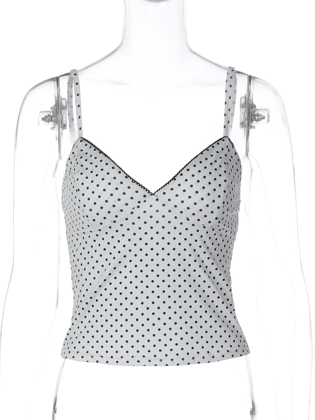 Polka Dot V-Neck Crop Top with Slim Fit Backless Streetwear Camisole Design