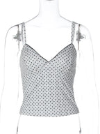 Polka Dot V-Neck Crop Top with Slim Fit Backless Streetwear Camisole Design