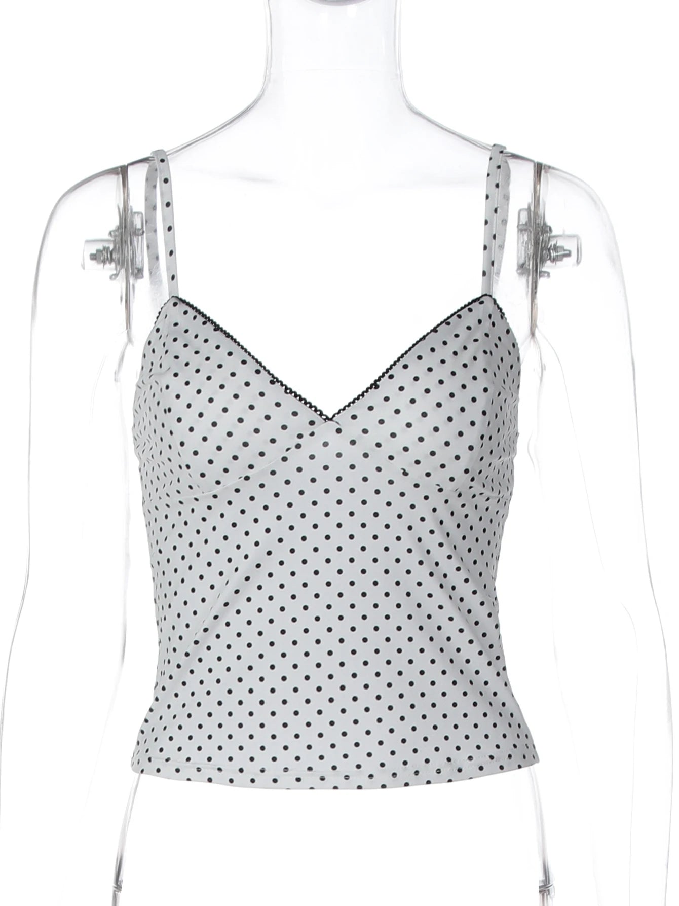 Polka Dot V-Neck Crop Top with Slim Fit Backless Streetwear Camisole Design