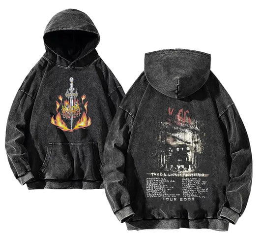 Vintage Anime Goth Hoodie With Distressed Oversized Streetwear Design