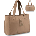 Nylon Utility Tote Bag with Multiple Exterior Pockets and Zip Closure