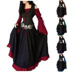 Medieval Gothic Layered Dress with Dramatic Sleeve Details