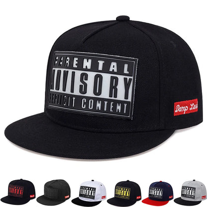 Adjustable Flat Brim Baseball Cap with Graphic Patch for Contemporary Streetwear Fashion Style