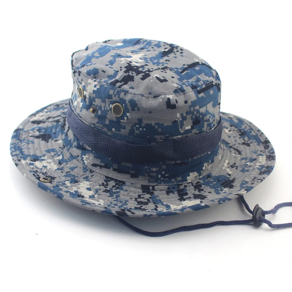 Unisex Outdoor Boonie Bucket Hat with Adjustable Chin Cord for Hiking Fishing and Camping