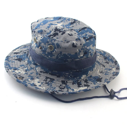 Unisex Outdoor Boonie Bucket Hat with Adjustable Chin Cord for Hiking Fishing and Camping
