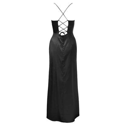 Luxurious Satin Inspired Strapless Alternative Evening Maxi Dress