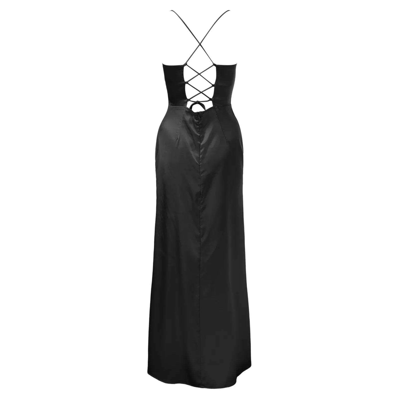 Satin Finish Corset Inspired Maxi Dress with Sculpted Silhouette