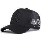 Embroidered Mesh Baseball Cap Adjustable Curved Brim Casual Streetwear Trucker Style Hat