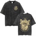 Gothic Crest Oversized Vintage Washed Streetwear Graphic T-Shirt