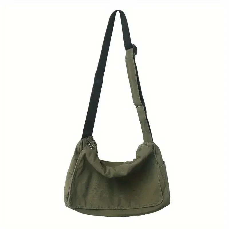 Vintage Canvas Messenger Bag with Flap Closure Casual Crossbody Shoulder Design