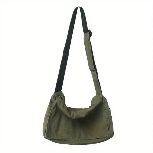 Vintage Canvas Messenger Bag with Flap Closure Casual Crossbody Shoulder Design