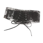 Sheer Lace Corset Belt with Lace-Up Front and Structured Waist Design