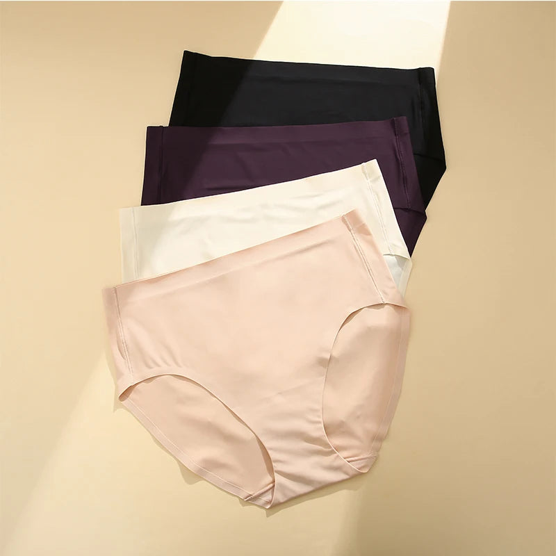 6-Piece Women’s High-Waisted Seamless Briefs Set with Smooth Stretch Construction, Cotton Crotch and Assorted Solid Colors