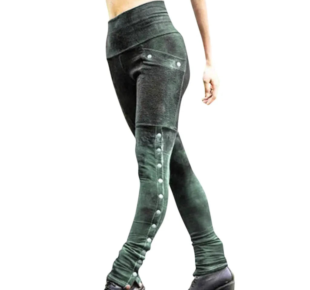 High Waist Rivet Detail Skinny Pants Alternative Fashion Streetwear Bottoms