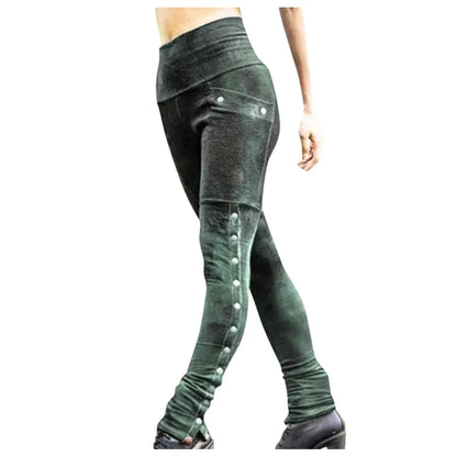 High Waist Rivet Detail Skinny Pants Alternative Fashion Streetwear Bottoms