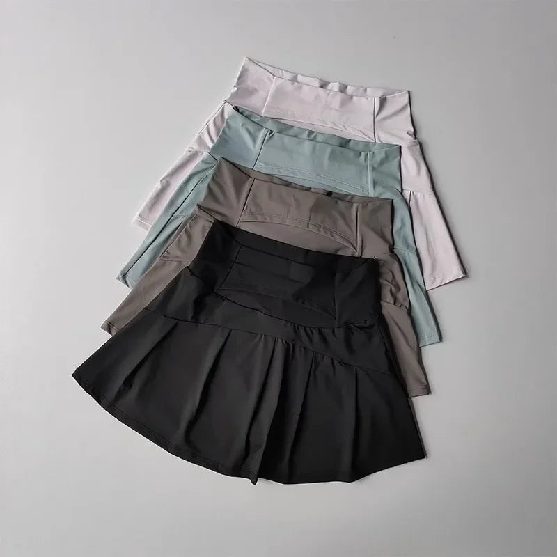 High Waist Active Skort with Built-In Shorts Performance A-Line Design