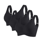3-Piece Wireless Push-Up Bra Set with Ribbed Texture, V-Neck Design and Adjustable Straps