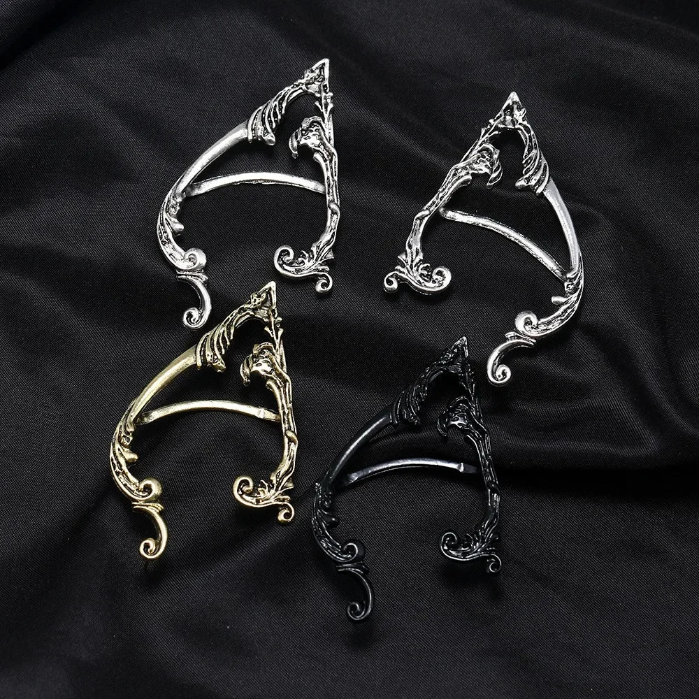Dark Elf Ear Cuff Statement Earring for Gothic Alternative Fashion Styling