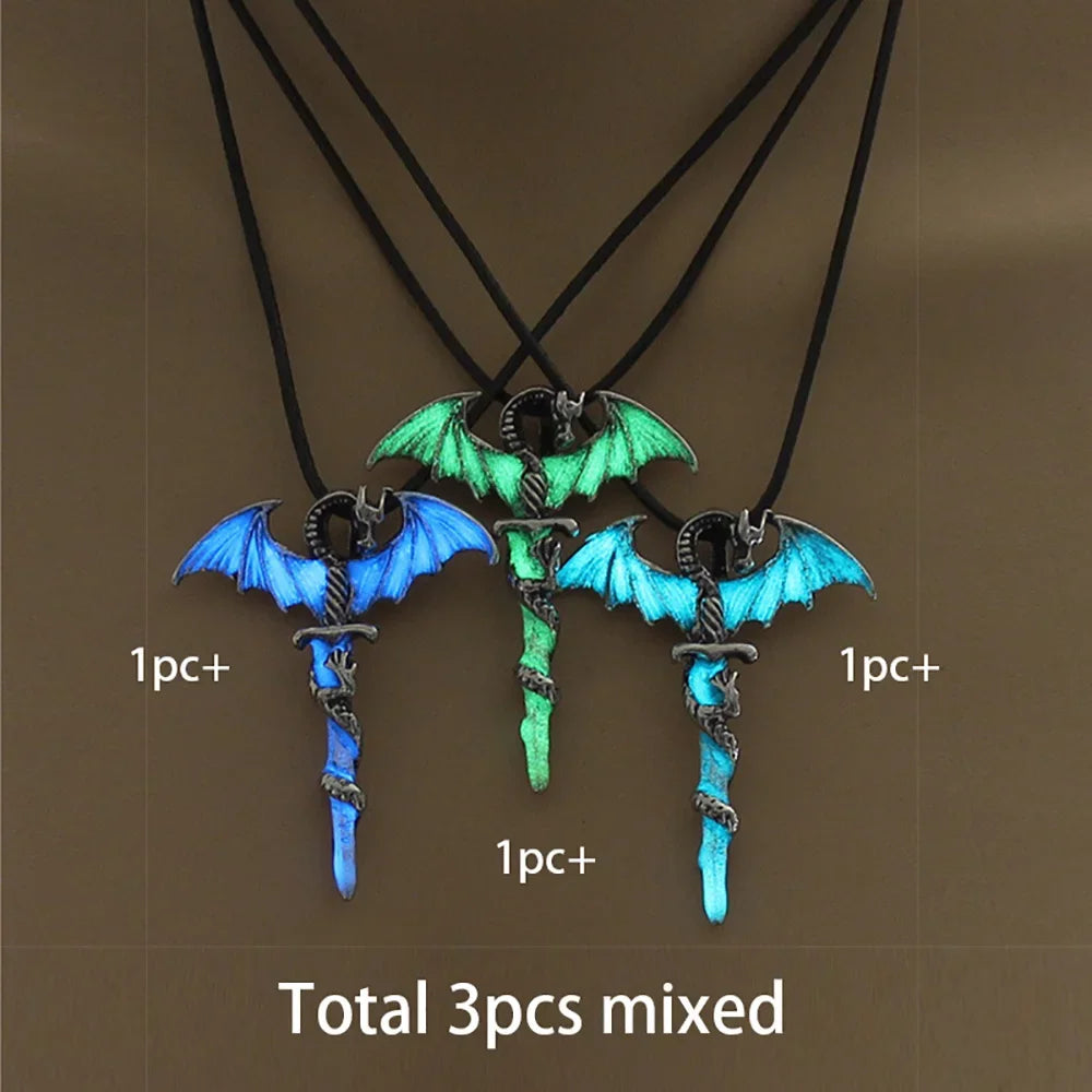 Dragon Sword Pendant Necklace Fantasy Gothic Alternative Statement Jewelry