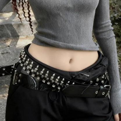 Bullet Chain Rivet Waist Belt for Gothic Punk Alternative Streetwear Styling