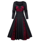 Dark Romance Panelled Maxi Dress with Sweetheart Neckline and Button Accents