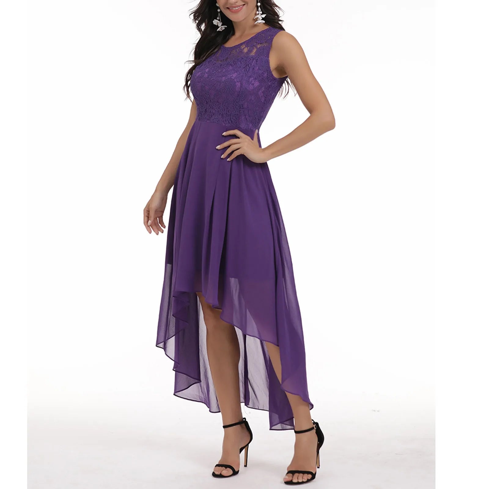 Sleeveless High Low Midi Dress With Soft Flowing Movement