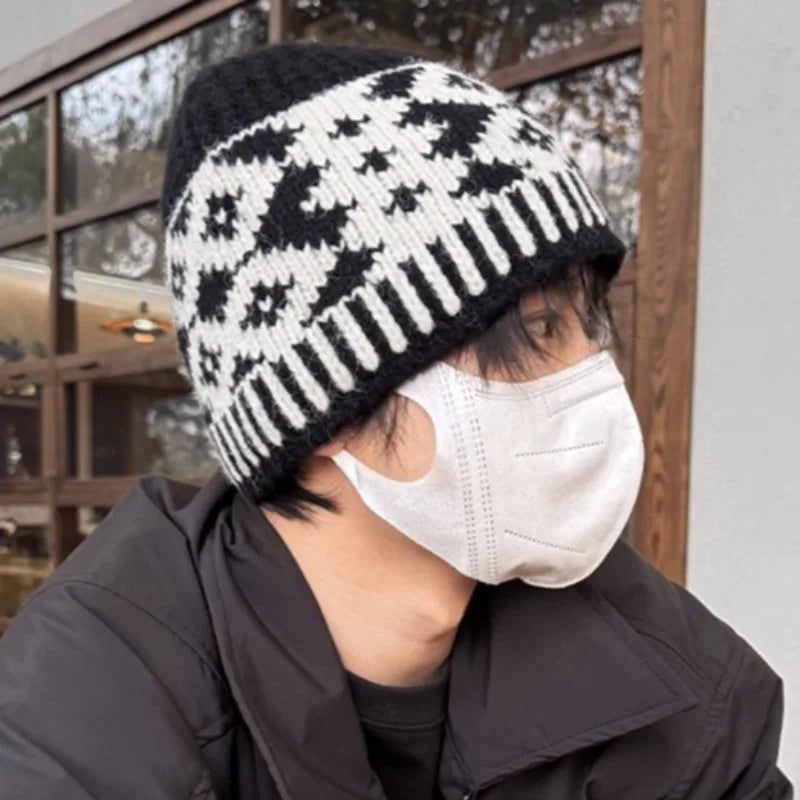 Retro Fisherman Style Knit Beanie with Ear Coverage for Casual Outdoor Winter Streetwear Comfort