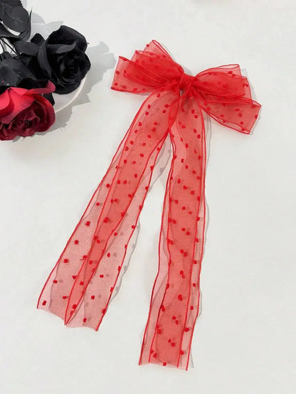 Gothic Mesh Bow Hair Clip With Cross Charm Alternative Statement Accessory