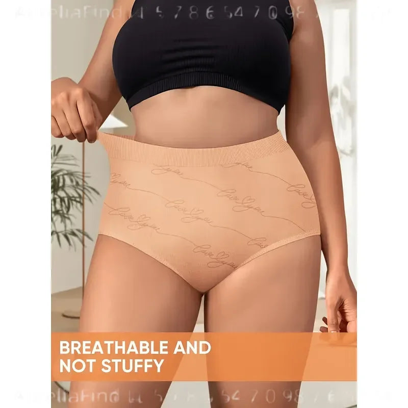 5-Piece Plus-Size Women’s Briefs Set with High-Rise Triangle Silhouette, Lace Texture and Assorted Soft Colors