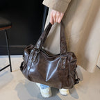 Large Capacity PU Leather Hobo Tote Bag with Soft Shoulder Design